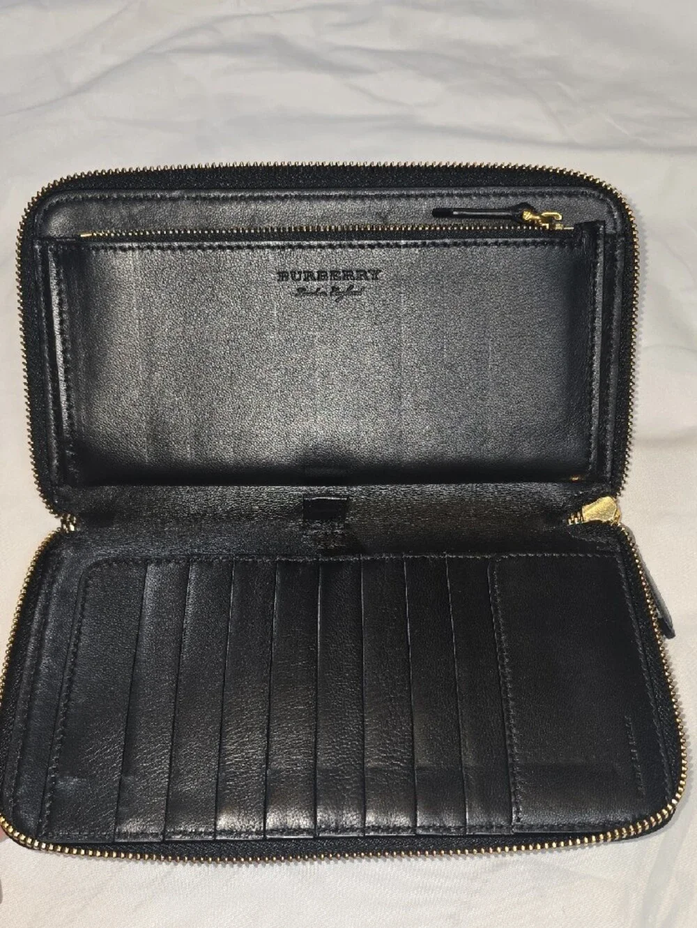 Burberry Calfskin Studded Snowflake Zip Around Wallet
